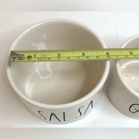 NEW Rae Dunn Salsa & Guac Dip Ceramic Serving Bowls with Wooden Spoons. - Picture 9 of 10